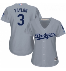 Womens Majestic Los Angeles Dodgers 3 Chris Taylor Authentic Grey Road Cool Base MLB Jersey 