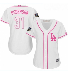 Womens Majestic Los Angeles Dodgers 31 Joc Pederson Authentic White Fashion Cool Base 2018 World Series MLB Jersey