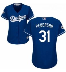 Womens Majestic Los Angeles Dodgers 31 Joc Pederson Replica Royal Blue Alternate 2017 World Series Bound Cool Base MLB Jersey