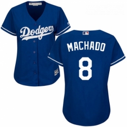 Womens Majestic Los Angeles Dodgers 8 Manny Machado Authentic Royal Blue Alternate Cool Base MLB Jerse