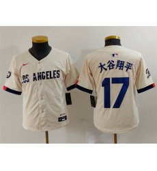 Youth Los Angeles Dodgers 17 Shohei Ohtani Cream Stitched Baseball Jersey