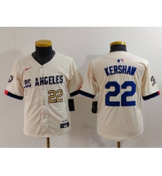 Youth Los Angeles Dodgers 22 Clayton Kershaw Cream Stitched Baseball Jersey 2