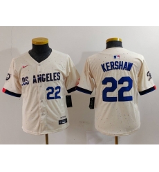 Youth Los Angeles Dodgers 22 Clayton Kershaw Cream Stitched Baseball Jersey 3