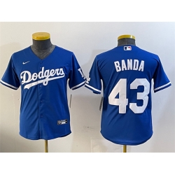 Youth Los Angeles Dodgers 43 Anthony Banda Royal Cool Base Stitched Baseball Jersey