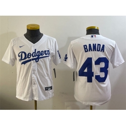 Youth Los Angeles Dodgers 43 Anthony Banda White Cool Base Stitched Baseball Jersey