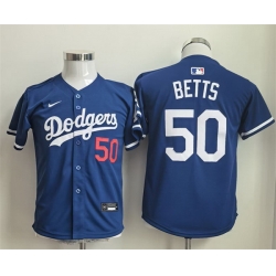Youth Los Angeles Dodgers 50 Mookie Betts Blue Limited Stitched Baseball Jersey