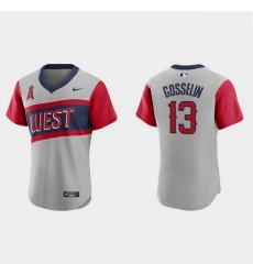 Men Los Angeles Angels 13 Phil Gosselin Men Nike Gray 2021 Little League Classic Authentic MLB Jersey