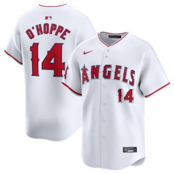 Men Los Angeles Angels 14 Logan O 27Hoppe White Home Limited Stitched Baseball Jersey