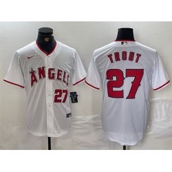 Men Los Angeles Angels 27 Mike Trout White Stitched Baseball Jersey