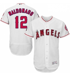 Mens Majestic Los Angeles Angels of Anaheim 12 Martin Maldonado White Flexbase Collection 2018 World Series Jersey 