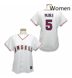 Womens Majestic Los Angeles Angels of Anaheim 5 Albert Pujols Replica White MLB Jersey