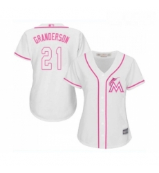 Womens Miami Marlins 21 Curtis Granderson Replica White Fashion Cool Base Baseball Jersey 