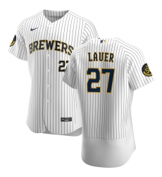 Men Milwaukee Brewers 27 Eric Lauer Men Nike White Home 2020 Flex Base Player MLB Jersey