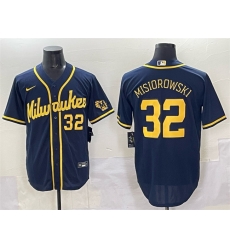 Men Milwaukee Brewers 32 Jacob Misiorowski Navy 2025 With Patch Stitched Baseball Jersey