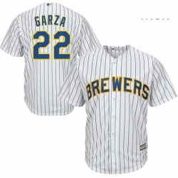 Mens Majestic Milwaukee Brewers 22 Matt Garza Replica White Alternate Cool Base MLB Jersey