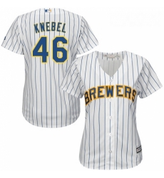 Womens Majestic Milwaukee Brewers 46 Corey Knebel Authentic White Alternate Cool Base MLB Jersey 