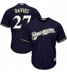 Youth Majestic Milwaukee Brewers 27 Zach Davies Replica White Alternate Cool Base MLB Jersey 