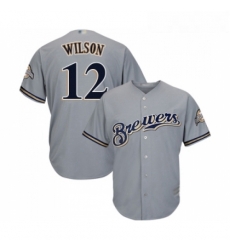 Youth Milwaukee Brewers 12 Alex Wilson Replica Grey Road Cool Base Baseball Jersey 