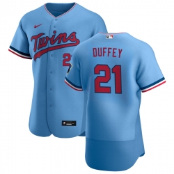 Men Minnesota Twins 21 Tyler Duffey Men Nike Light Blue Alternate 2020 Flex Base Team MLB Jersey