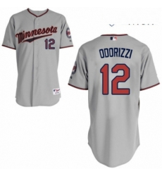 Mens Majestic Minnesota Twins 12 Jake Odorizzi Replica Grey Road Cool Base MLB Jersey 