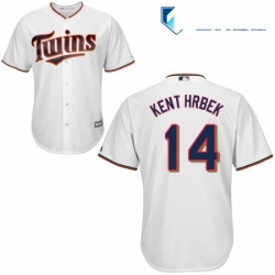 Mens Majestic Minnesota Twins 14 Kent Hrbek Replica White Home Cool Base MLB Jersey