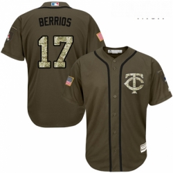 Mens Majestic Minnesota Twins 17 Jose Berrios Authentic Green Salute to Service MLB Jersey