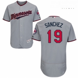 Mens Majestic Minnesota Twins 19 Anibal Sanchez Authentic Grey Road Cool Base MLB Jersey 