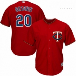 Mens Majestic Minnesota Twins 20 Eddie Rosario Replica Scarlet Alternate Cool Base MLB Jersey 