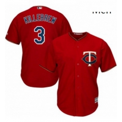 Mens Majestic Minnesota Twins 3 Harmon Killebrew Replica Scarlet Alternate Cool Base MLB Jersey