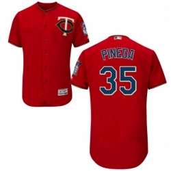 Mens Majestic Minnesota Twins 35 Michael Pineda Scarlet Alternate Flex Base Authentic Collection MLB Jersey