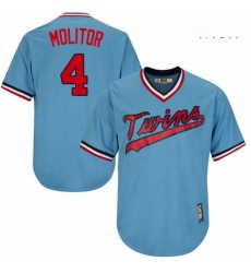 Mens Majestic Minnesota Twins 4 Paul Molitor Authentic Light Blue Cooperstown MLB Jersey