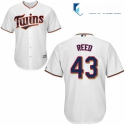 Mens Majestic Minnesota Twins 43 Addison Reed Replica White Home Cool Base MLB Jersey 