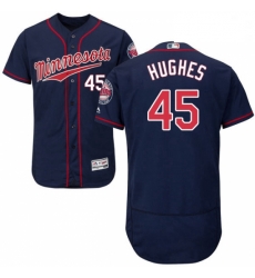 Mens Majestic Minnesota Twins 45 Phil Hughes Authentic Navy Blue Alternate Flex Base Authentic Collection MLB Jersey