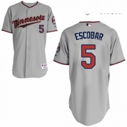 Mens Majestic Minnesota Twins 5 Eduardo Escobar Authentic Grey Road Cool Base MLB Jersey 