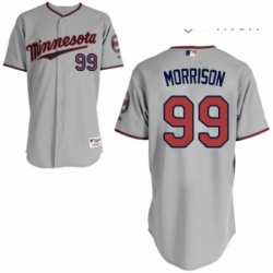 Mens Majestic Minnesota Twins 99 Logan Morrison Authentic Grey Road Cool Base MLB Jersey 