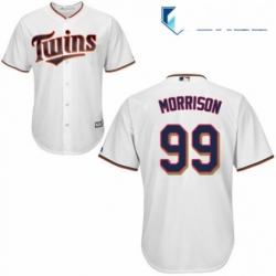 Mens Majestic Minnesota Twins 99 Logan Morrison Replica White Home Cool Base MLB Jersey 