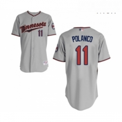 Mens Minnesota Twins 11 Jorge Polanco Authentic Grey Road Cool Base Baseball Jersey 