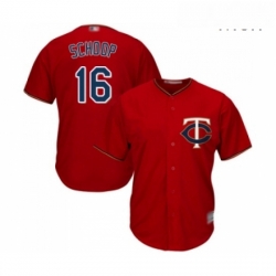 Mens Minnesota Twins 16 Jonathan Schoop Replica Scarlet Alternate Cool Base Baseball Jersey 