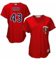 Womens Majestic Minnesota Twins 43 Addison Reed Replica Scarlet Alternate Cool Base MLB Jersey 