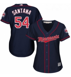 Womens Majestic Minnesota Twins 54 Ervin Santana Replica Navy Blue Alternate Road Cool Base MLB Jersey