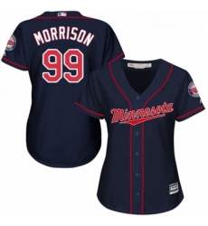 Womens Majestic Minnesota Twins 99 Logan Morrison Authentic Navy Blue Alternate Road Cool Base MLB Jersey 