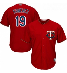 Youth Majestic Minnesota Twins 19 Anibal Sanchez Replica Scarlet Alternate Cool Base MLB Jersey 