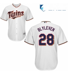 Youth Majestic Minnesota Twins 28 Bert Blyleven Replica White Home Cool Base MLB Jersey