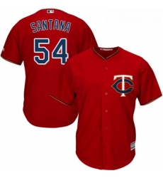 Youth Majestic Minnesota Twins 54 Ervin Santana Authentic Scarlet Alternate Cool Base MLB Jersey