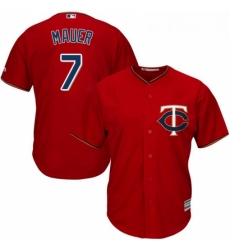 Youth Majestic Minnesota Twins 7 Joe Mauer Authentic Scarlet Alternate Cool Base MLB Jersey