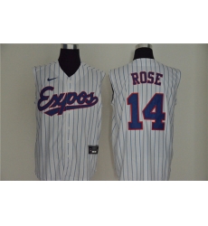 Expos 14 Pete Rose White Nike Cool Base Sleeveless Jersey