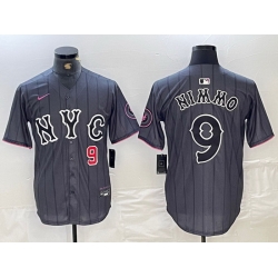 Men New York Mets 9 Brandon Nimmo Graphite 2024 City Connect Limited Stitched Baseball Jersey 5