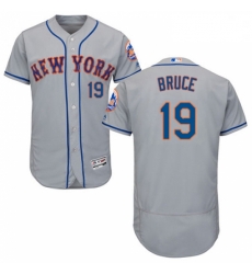 Mens Majestic New York Mets 19 Jay Bruce Grey Road Flex Base Authentic Collection MLB Jersey