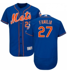 Mens Majestic New York Mets 27 Jeurys Familia Royal Blue Alternate Flex Base Authentic Collection MLB Jersey