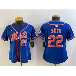 Women New York Mets 22 Juan Soto Royal 2024 Alternate Limited Stitched Baseball Jersey 